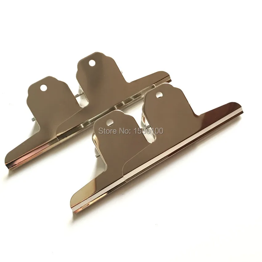 Free Shipping (4pcs/lot) 145mm Power metal Grip Clips silver Bulldog clip Stainless steel ticket clip stationery office tool