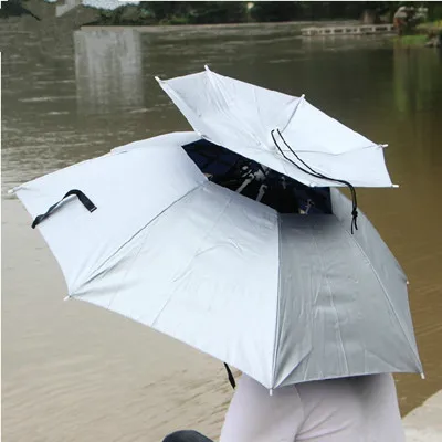 Double layer windproof fishing umbrella wearing umbrella sun folding umbrella fishing sun-shading