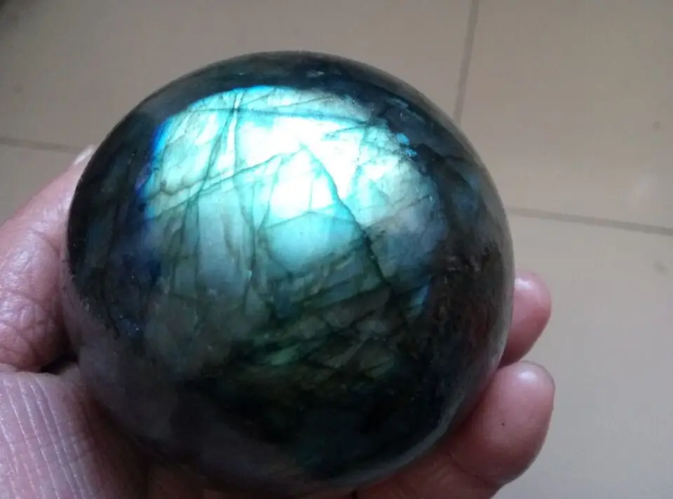 

2.88" (73mm) Natural Labradorite Great Shine / Fire Sphere Ball Healing 557.8g