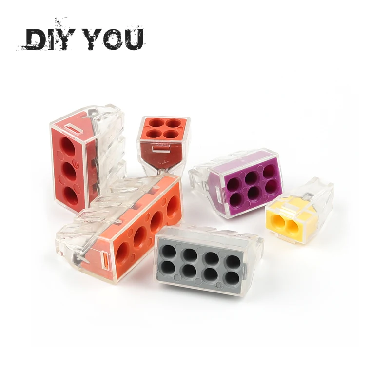 25/50/100PC DIY YOU 102/103D/104D/104/106/108 Uniwersalne kompaktowe złącze przewodów Blok zacisków z dźwignią