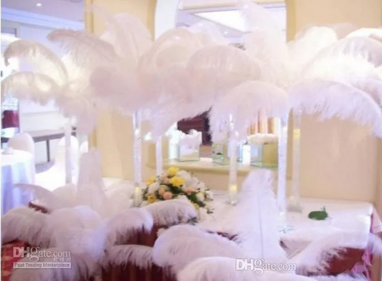 Wholesale 100 pcs per lot White Ostrich Feather Plume for Wedding center pieces party table decorations supplies