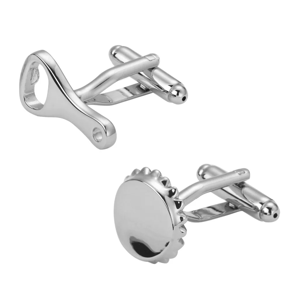 Men's fashion jewelry silvery beer cap opener cufflinks French fashion shirt sleeve cuff links