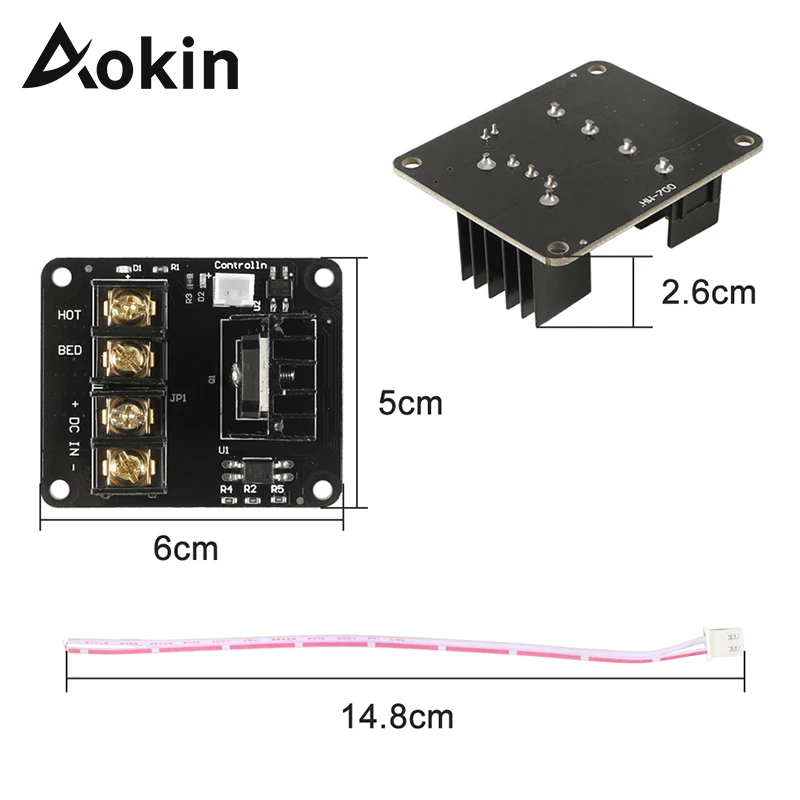 

Aokin Heated Bed Power Module Hot Bed Power Expansion Board MOS Tube High Current Load Module with Cable 3D Printer Accessories