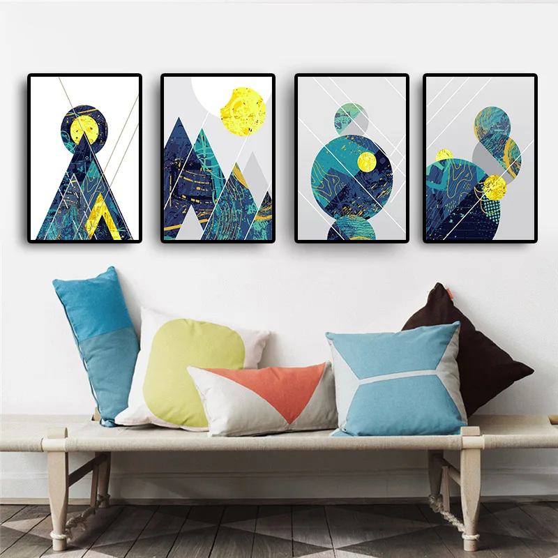 Nordic Style Abstract Geometry Canvas Painting Posters and Prints Scandinavian Modern Wall Pictures Kids Room For Living Room