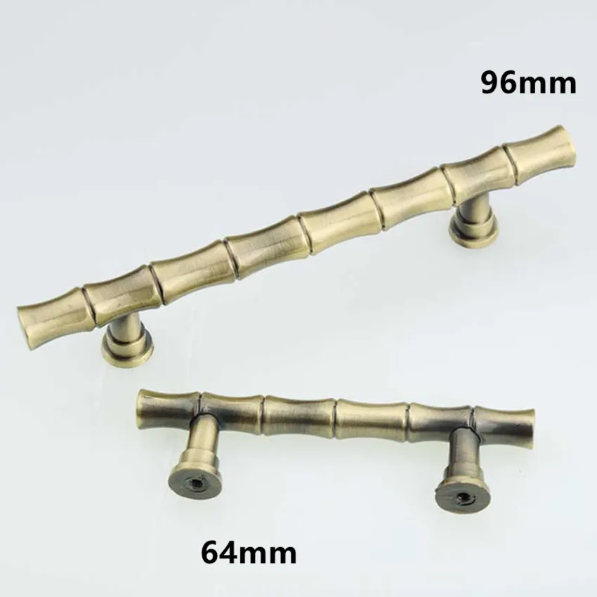 

64mm 96mm vintage Bamboo furniture handles bronze kitchen cabinet dresser door handles 2.5" antique brass drawer pull knob 3.75"