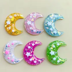 Misto Cute Moon Flat Back resina Charms collana ciondolo orecchino Charms per decorazione fai da te accessorio gioielli regalo 32*37mm 8 pezzi