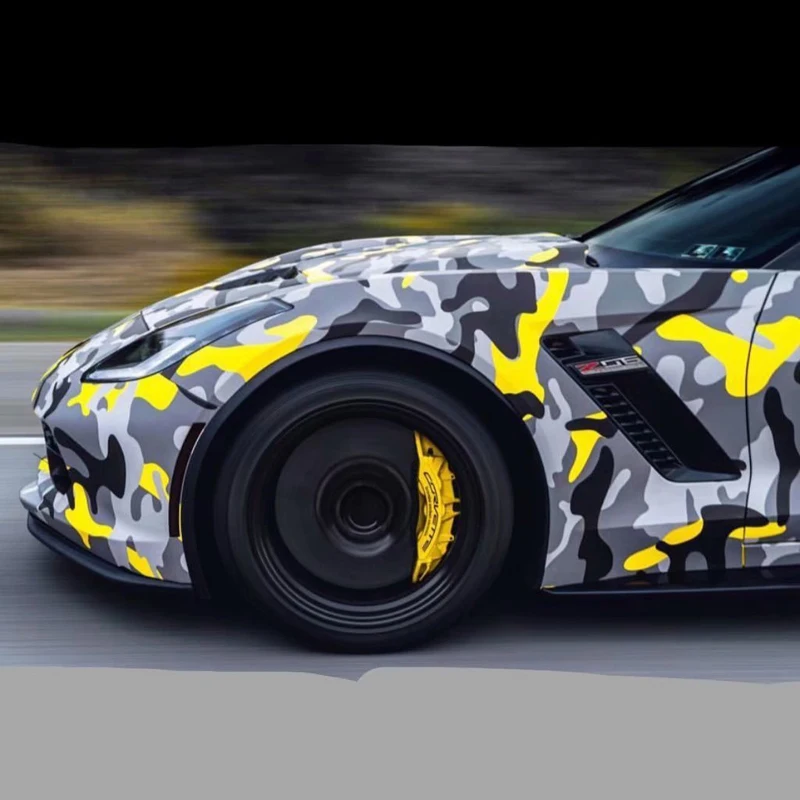 

Yellow black gray Camouflage Vinyl Wrap Car wrap Camo Covering sticker foil With Air bubble Free ORINO Wraps