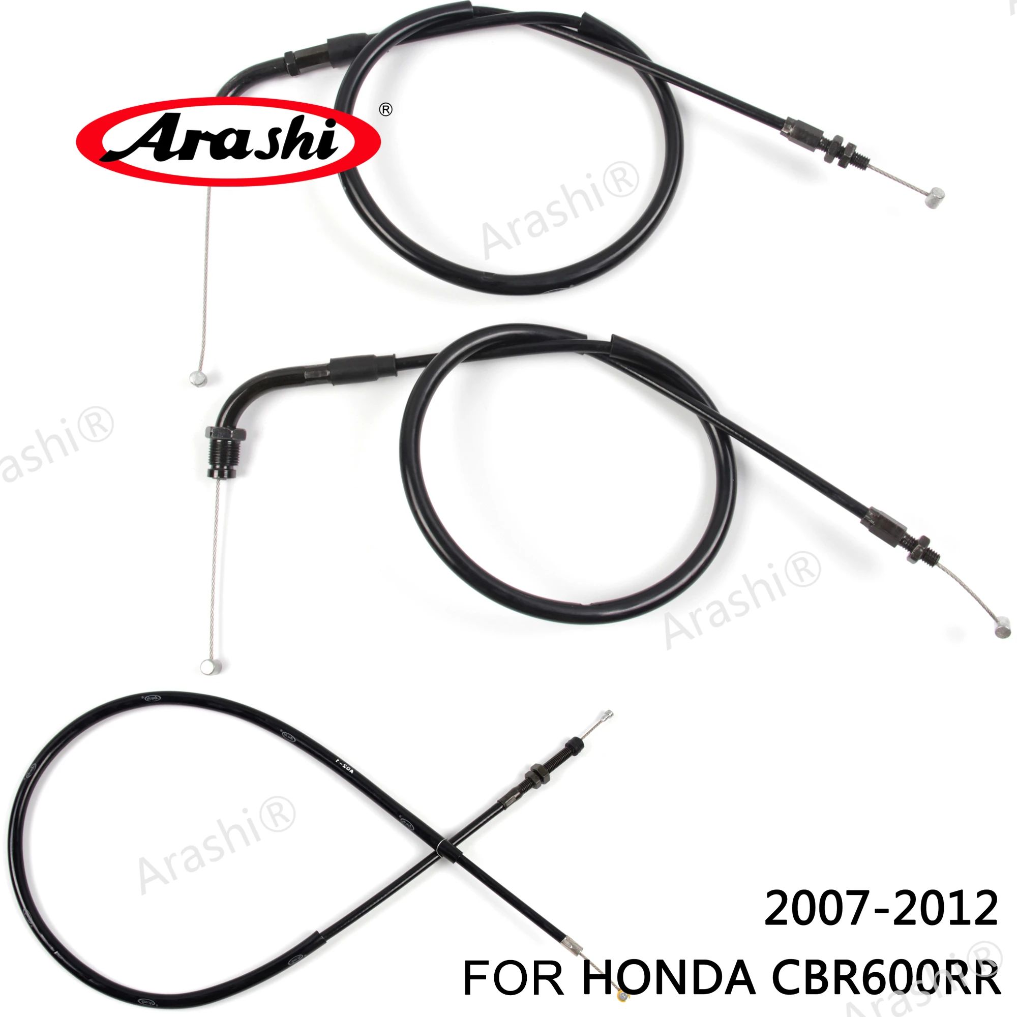 Arashi Motorcycle Accessories Throttle & Clutch Cables Stainless Lines for HONDA CBR600RR 2007 2008 2009 - 2012 CBR 600 RR 1 Set