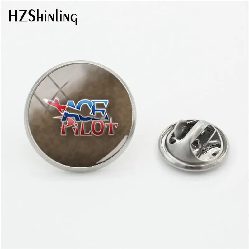 2018 New Air Symbol Butterfly Clasp Pin Jewelry Glass Cabochon Metal Brooch Ace Pilot Stainless Steel Lapel Pins