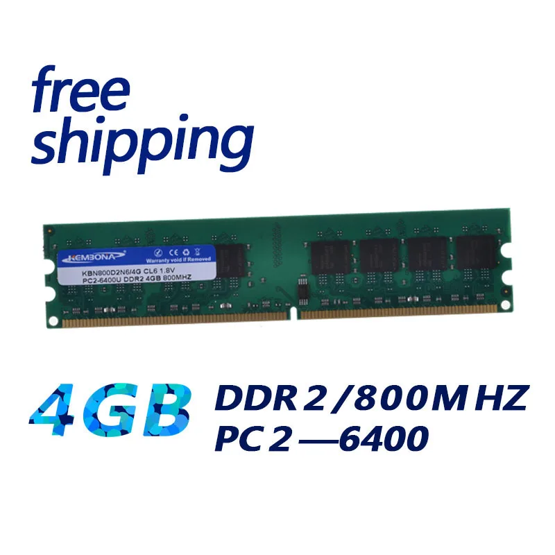 KEMBONA Miễn Phí Vận Chuyển Giá Rẻ Nhất Chất Lượng Máy Tính Để Bàn PC DDR2 4Gb 800Mhz PC2-6400 32Chip Chỉ Làm Việc cho A-M-D MB