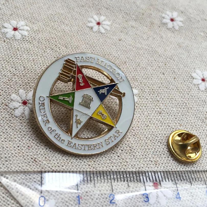 10pcs Custom Wholesale Masonic Enamel Pin Badges Freemasonry Lapel Pin Past Matron Order of the Eastern Star Brooches