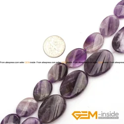 13x18mm & 18x25mm Flat Olivary Oval Twist Amethysts Beads Genuine Amethysts DIY Beads Loose Beads For Jewelry Making Strand 15