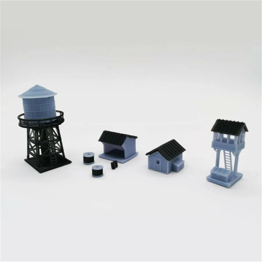 Train Railway Model Scene Z Ratio 1:220 Railway Side Building Water Tower Watch Tower Equipment Room