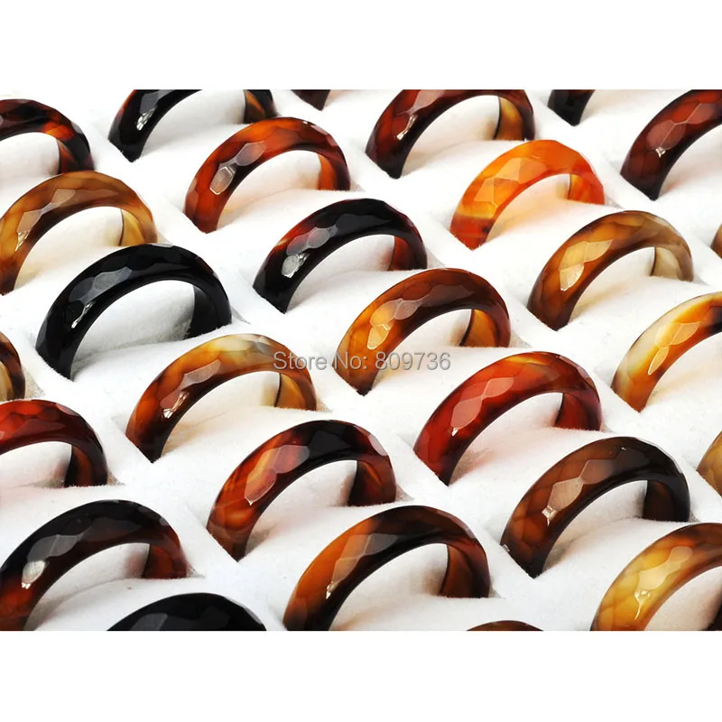 Mix Lots Natural Stone Rings Women\'s Band Ring Fashion Jewelry Bague 5pcs Mix Colors Wholesale Cheap