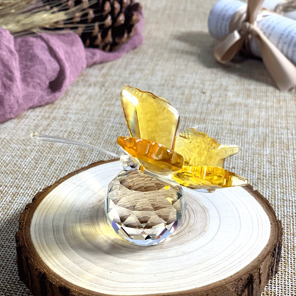 Elegant Butterfly Crystal Glass Animal Figurines, Paperweight Art Craft, Table Ornament, Home Wedding Decor, Xmas Gift for Kids,