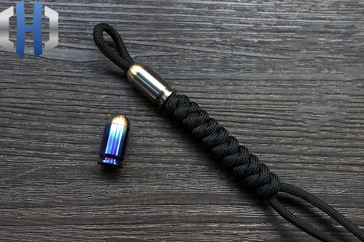 Titanium +Brass Bullet Knife Hang Buckle  Zipper Head EDC Umbrella Rope Pendant Accessories EDC Knife Beads
