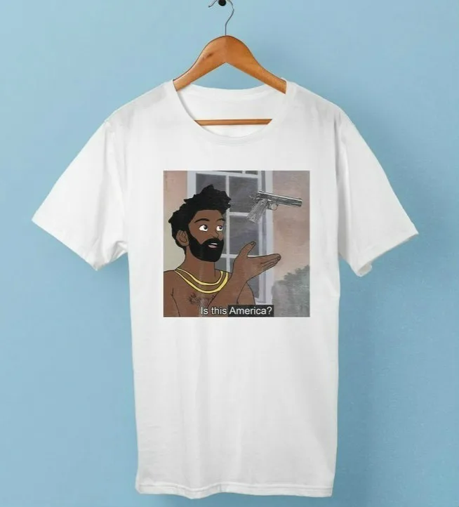 Kuakuayu HJN Black Live Matter Is This America Shirt Parody Tee Childish Gambino Is This America? Meme Top Black Rights Tee