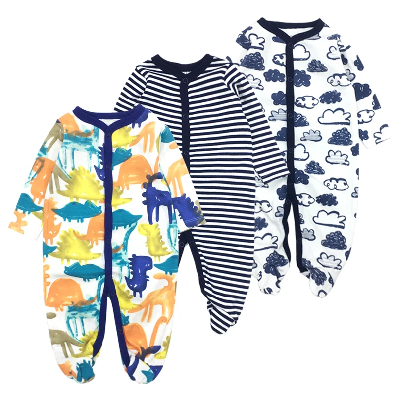 Baby romper Newborn clothes 100% Cotton  Long Sleeves Baby Pajamas Cartoon Printed Baby Girls Boys 3pieces/lot Clothes