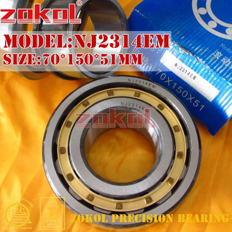 

ZOKOL NJ2314 E M bearing NJ2314EM 42614EH Cylindrical roller bearing 70*150*51mm