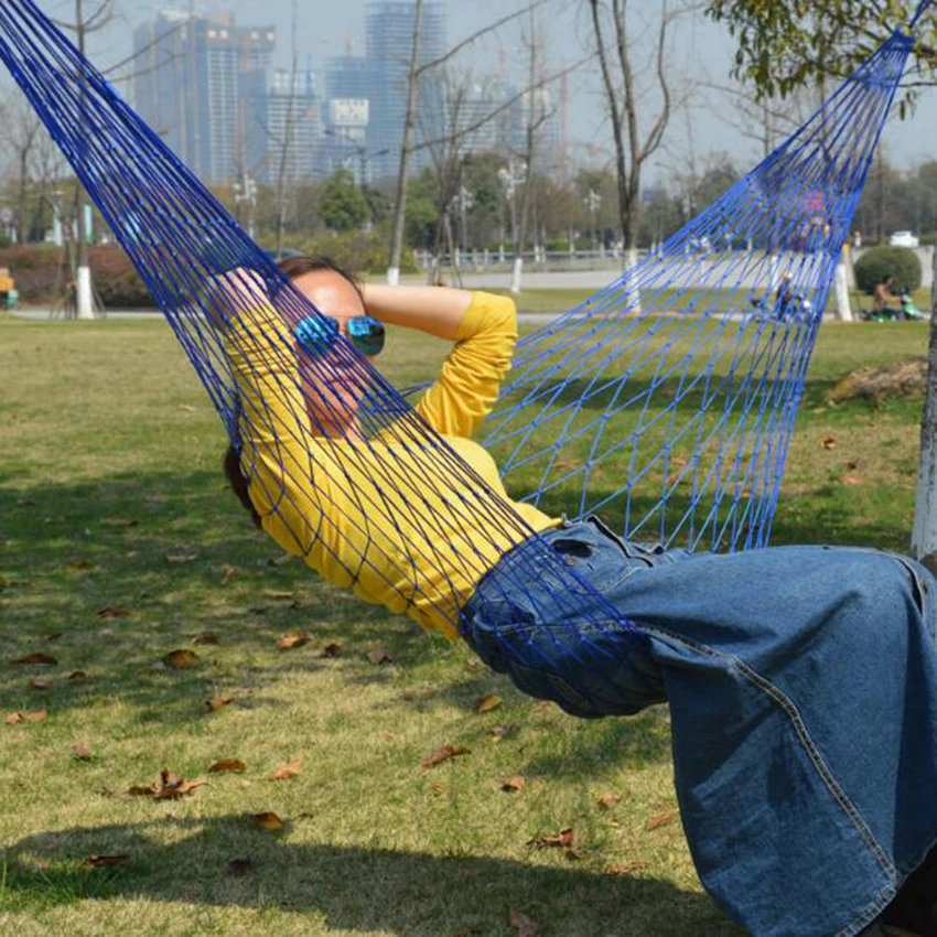 Single-Person Mesh Nylon Hammock Portable outdoor Leisure hanging bed Swing for Adult Outdoor Furniture for Camping