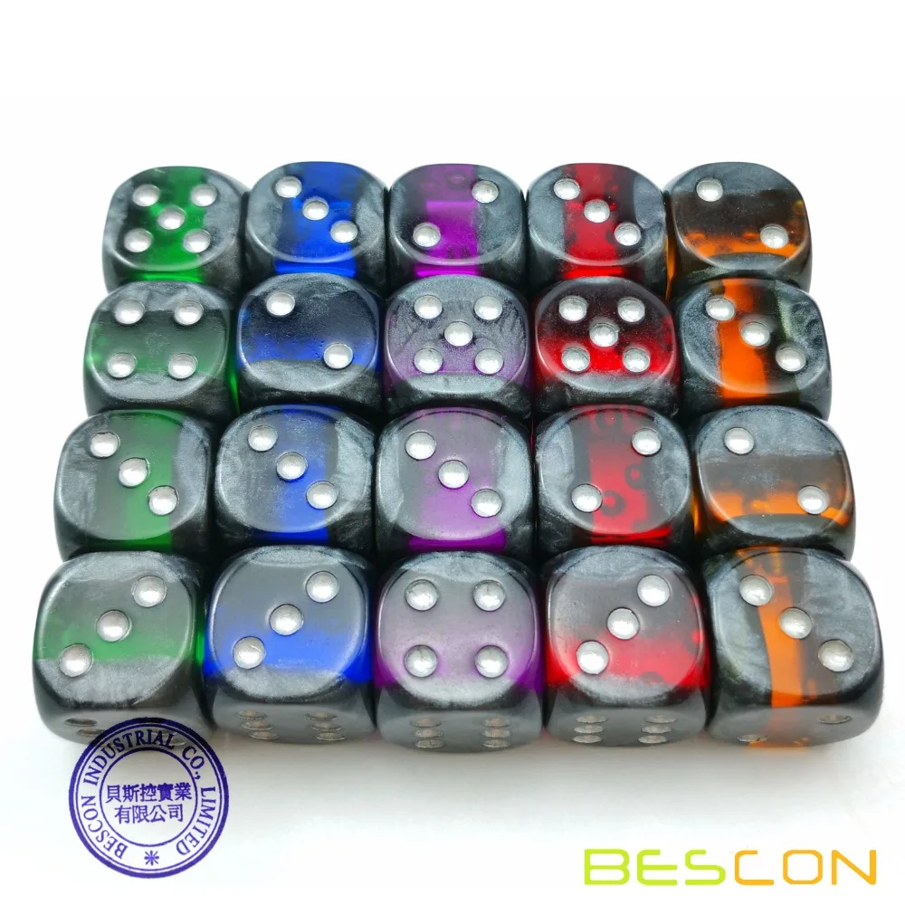 Bescon Mineral Rocks GEM VINES 6 Sides 16MM Dice Set 20 Pack, 5/8\