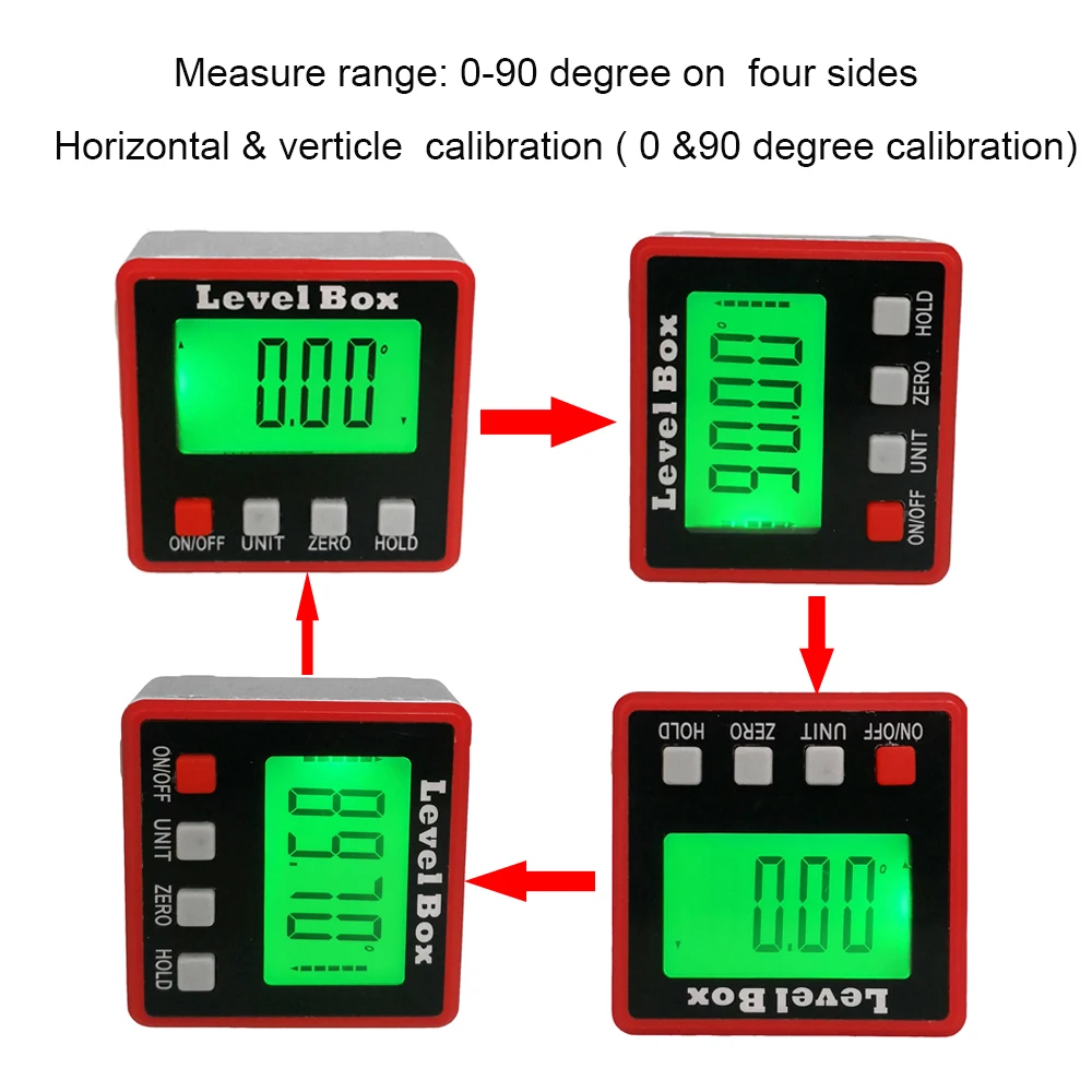 Digital angle finder Protractor electronic level box 360 Degree digital inclinometer angle measuring tool with magnets Portable