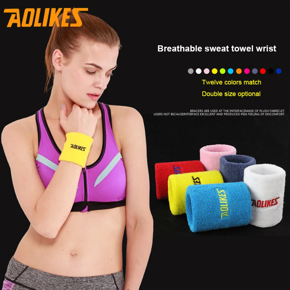 AOLIKES 8*11cm Gym Wristbands Hand Towel Wrist Support for Tennis Basketball Sports Sweatbands Cotton Wrist Bracer A-0230