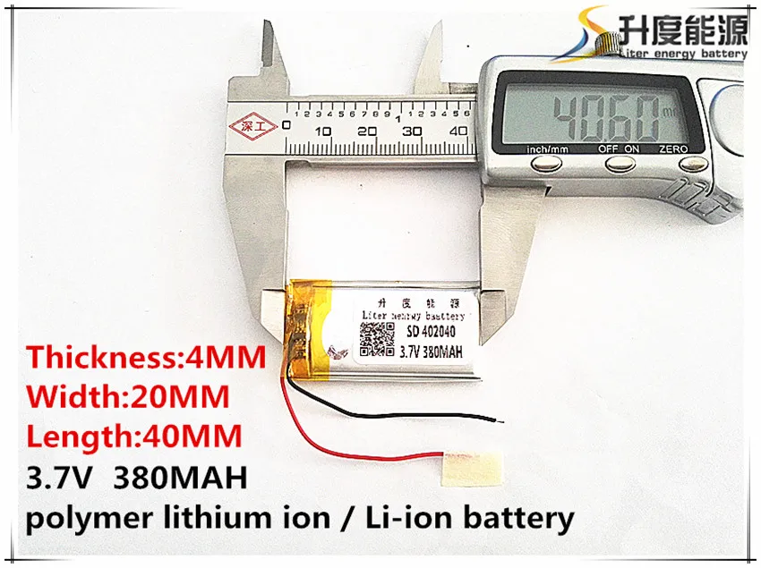 5pcs [SD] 3.7V,380mAH,[402040] Polymer lithium ion / Li-ion battery for TOY,POWER BANK,GPS,mp3,mp4,cell phone,speaker