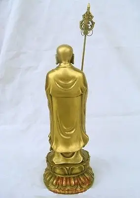 Large brass Small Nice Chinese bronze Ksitigarbha Bodhisattva Buddha statue Figure 9