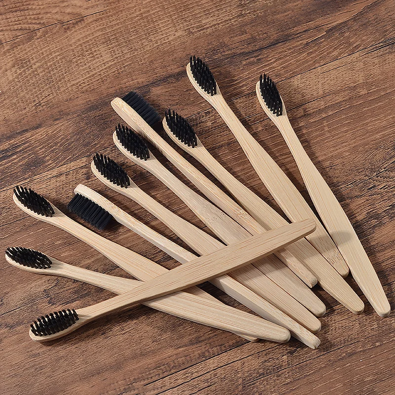 10Pcs Bamboo Toothbrush Eco Friendly Wooden Tooth Brush BPA Free Soft Bristle Tip Charcoal Adults Oral Care Toothbrushes