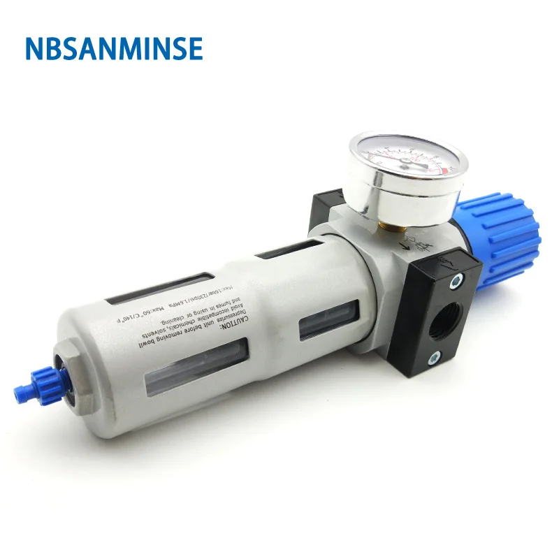 NBSANMINSE DFR M5 1/8 1/4 3/8 1/2 3/4 1 Regulador de filtro de ar FRL Unidades de equipamentos de fonte de ar Peças de compressor de ar Óleo e ar