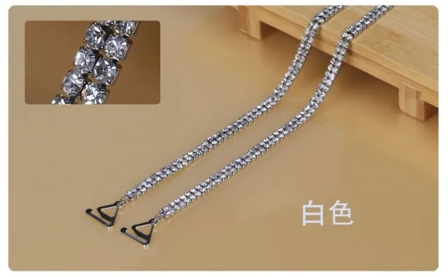 crystal rhinestone bra straps lingerie metal underwear straps white black