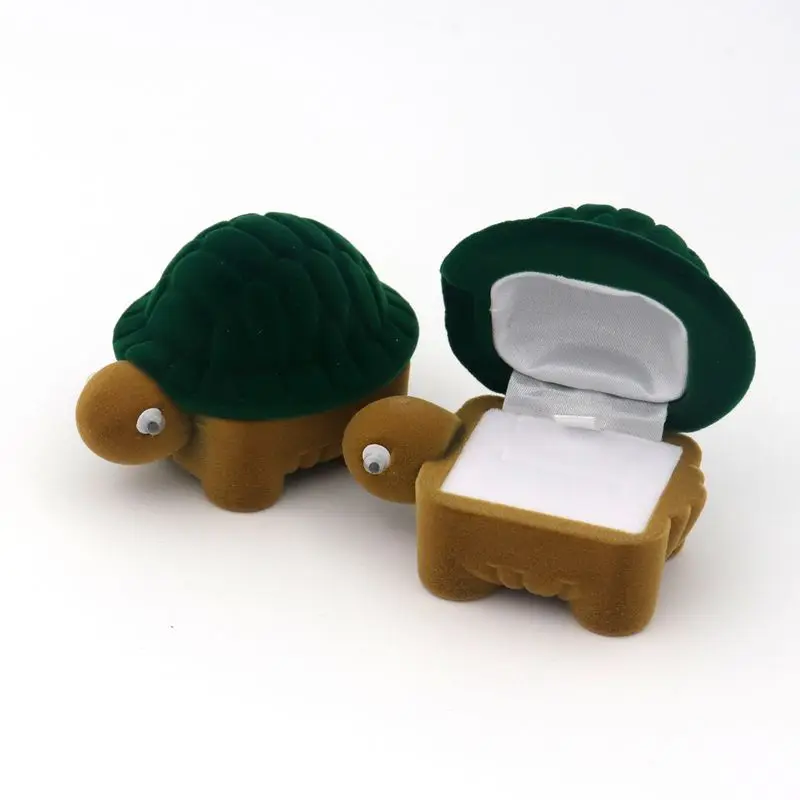 Velvet Tortoise Necklace Ring Earring Present Gift Jewelry Packaging Box For Storage Wedding Engagement Display Holder Wholesale