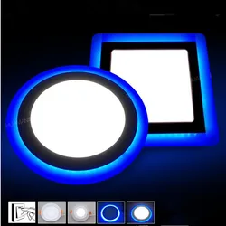 Panneau Lumineux LED Encastrable pour le Plafond, Rond ou Carré, Luminaire Décoratif d'Nik, Disponible en Bleu et Blanc, 6/9/16/24W, 2 Couleurs