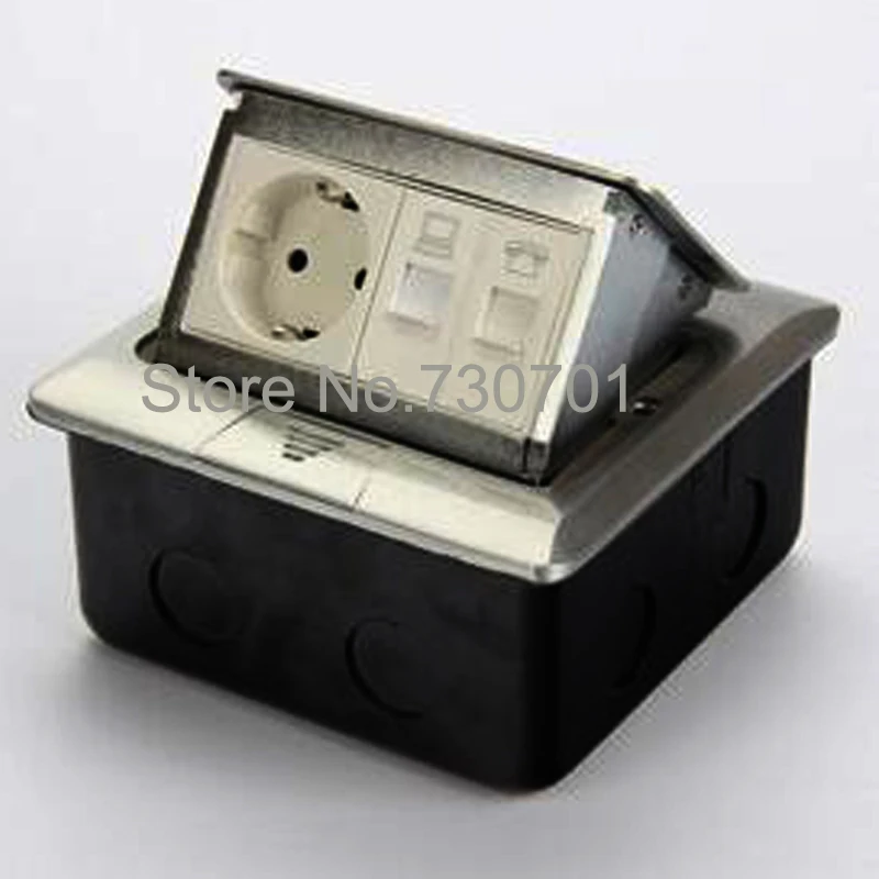 

Electrical floor sockets ground outlet european stand computer phone connector silver and gold color for consturction building