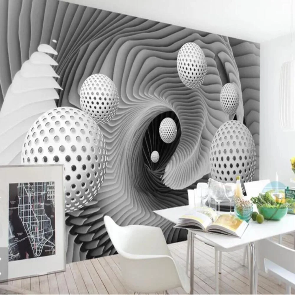 Abstract White Ball Vortex Wallpaper Mural 3D Printed Photo  Murals Living Room Home  Decor Modern 