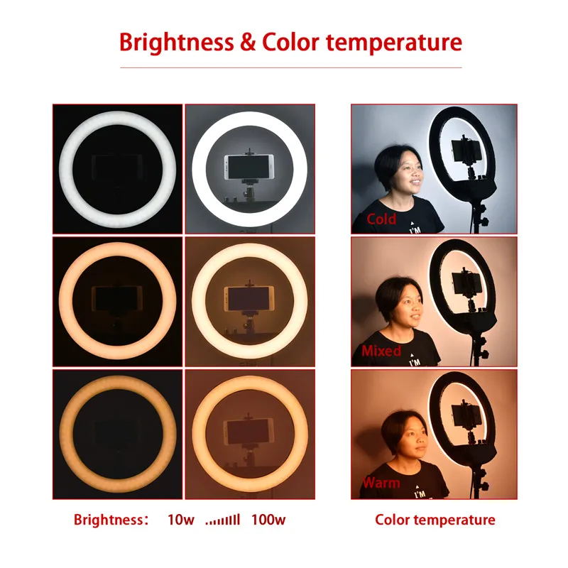 Fosoto FT-240RL Ring lamp 14 Inch Photographic Lighting 240 Leds 3200-5600K Camera Photo Studio Phone Led Ring Light Remote