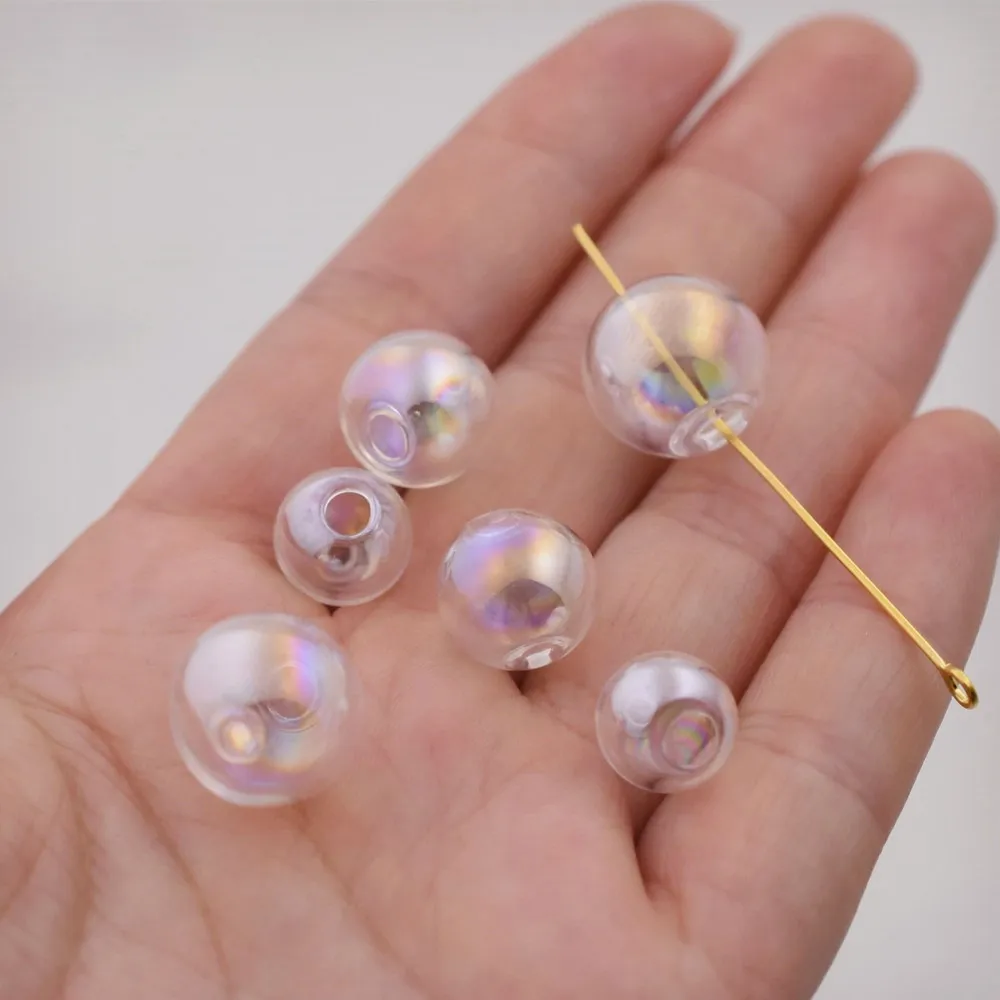 10 sztuk podwójny otwór kolorowe 10mm 12mm 14mm szklana kula szklana kula wisiorek półprodukty do biżuterii DIY ręcznie robione koraliki materiały