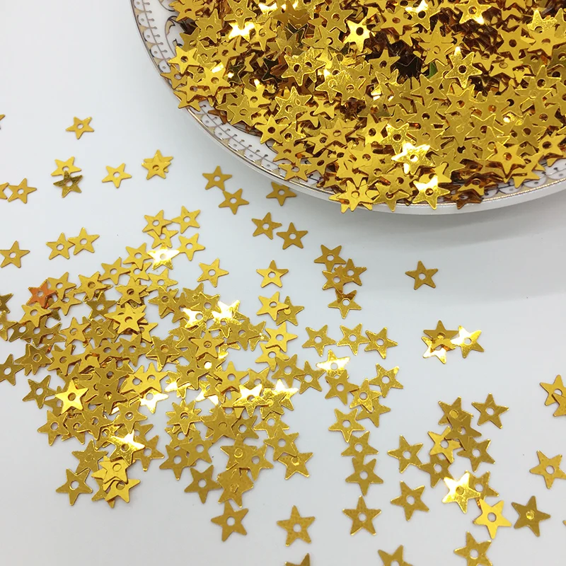 LNHOME 50g/Lot 5mm Star Gold Sequins Shining Small PVC Paillette Loose Flat  Garment Accessories Halloween Christmas Sequins