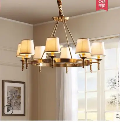 

American chandelier copper lamp simple creative living room bedroom lamp atmosphere country restaurant lamp villa hall lamp