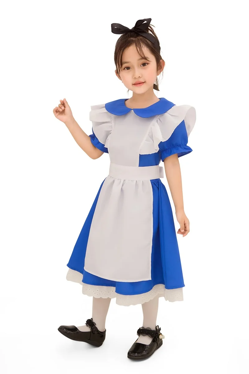 Girl Blue princess Halloween Costume For Kids Party Lolita Maid  Dress Cosplay Fancy Carnival Costumes