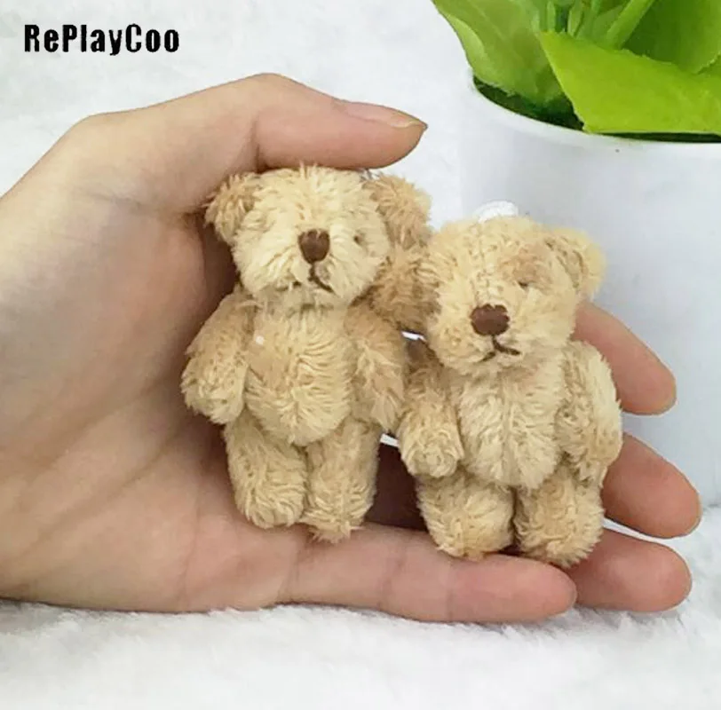 100PCS/Lot Mini Teddy Bear Stuffed Plush Toys Small Bear6.5cm Light brown Stuffed Toys pelucia Pendant Kids Birthday Gift J00503