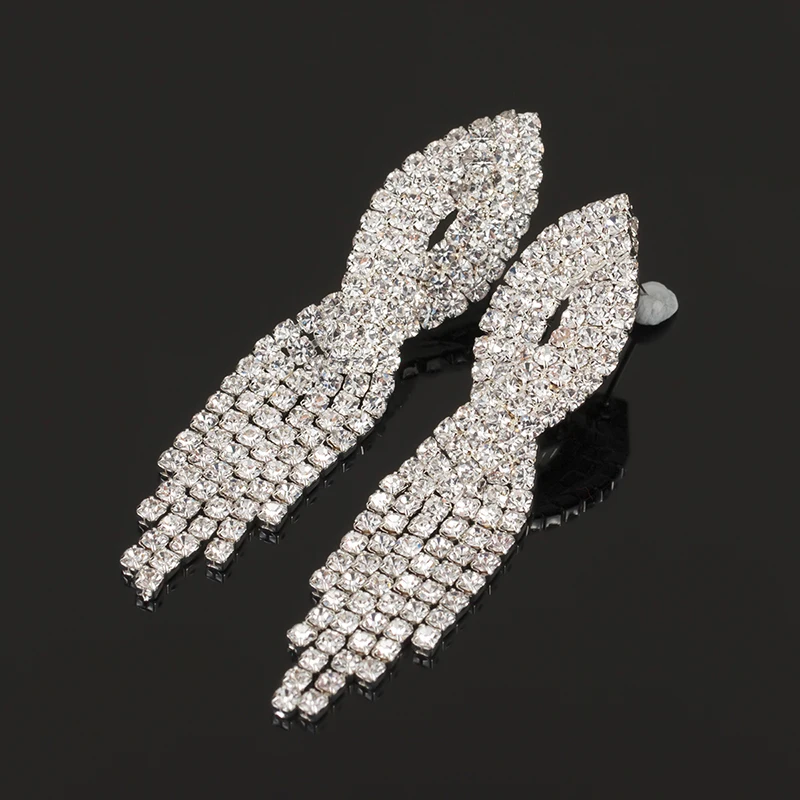 New Arrival Luxury Big Long Pendant Drop Earrings With Shining Brincos Bridal Women Wedding Party Jewelry Fashion E355