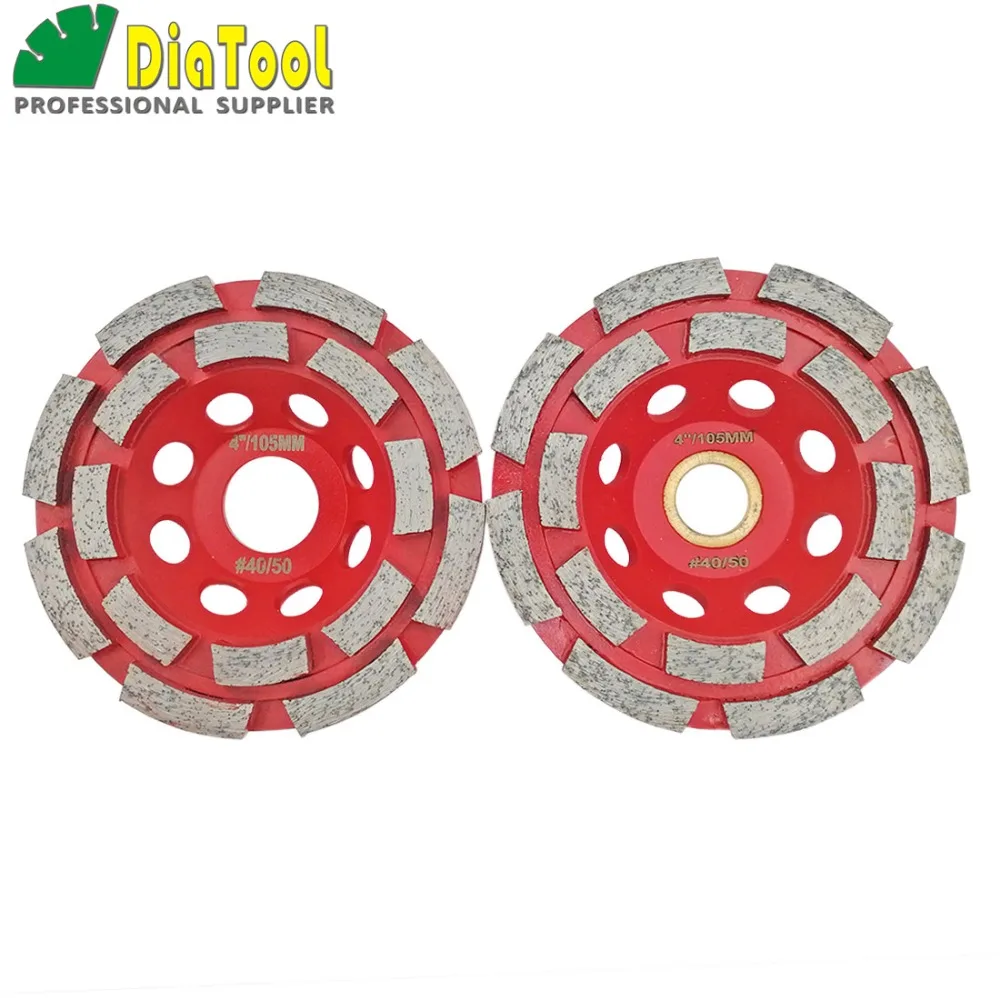 DIATOOL-Rueda de copa de doble fila de diamante, diámetro de 100mm, para Material abrasivo de hormigón, muela de 4 pulgadas, diámetro de 22,23mm
