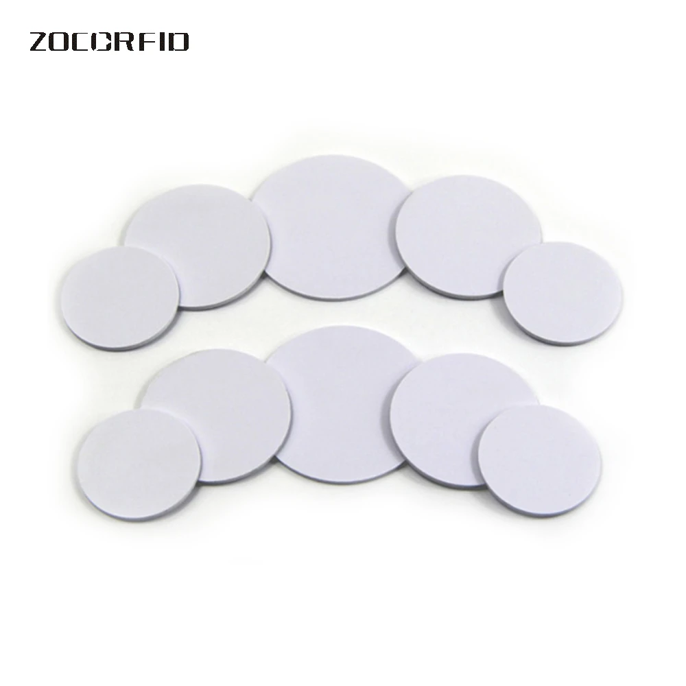 10pcs/lot 13.56MHZ/125KHZ RFID Coin tag 30/25/20mm diameter coil ultra thin slim NFC coin tag