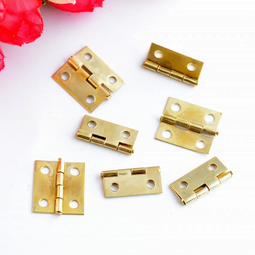 Gratis Verzending 25 Stuks Gold Tone Hardware 4 Gaten Diy Doos Butt Deur Scharnieren (Niet Inclusief Schroeven) 18X15Mm F1019