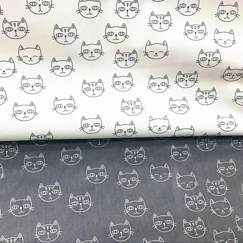 Cat Printed Baby Twill Cotton Quilting Fabric By  Meter for DIY Sewing upholstery Scrapbooking Tissue Needlework Cloth