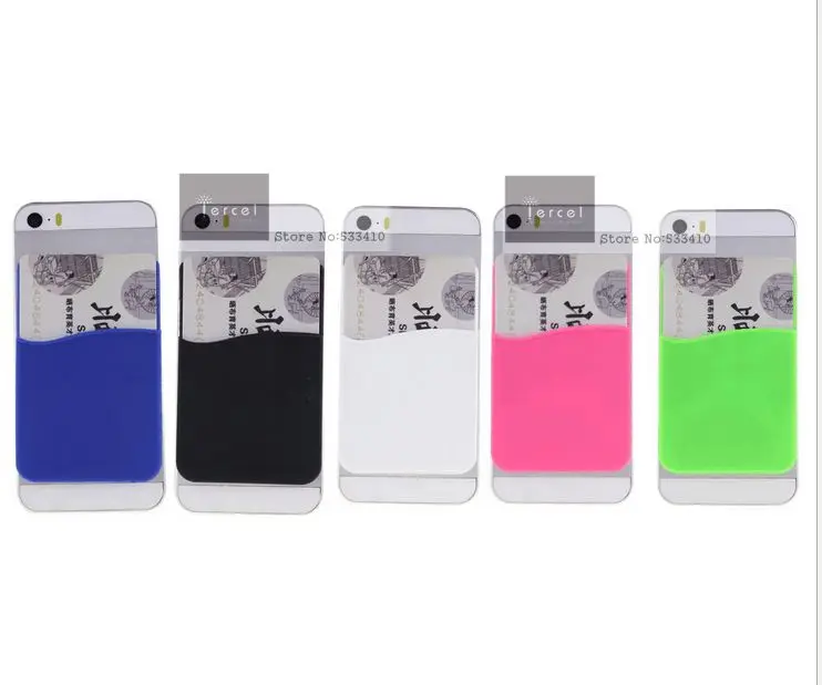 100pcs/lot customized printing your Logo 3M Sticker Silicone Smart Wallet,iwallet for Mobile Phone Silicone Card Holder