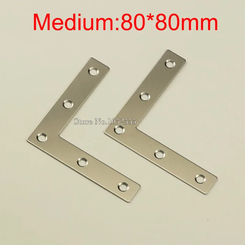 100pcs 80*80*16mm Stainless Steel L Shape Furniture Corner Brackets Right Angle Connector Mounting Bracket Protector K223