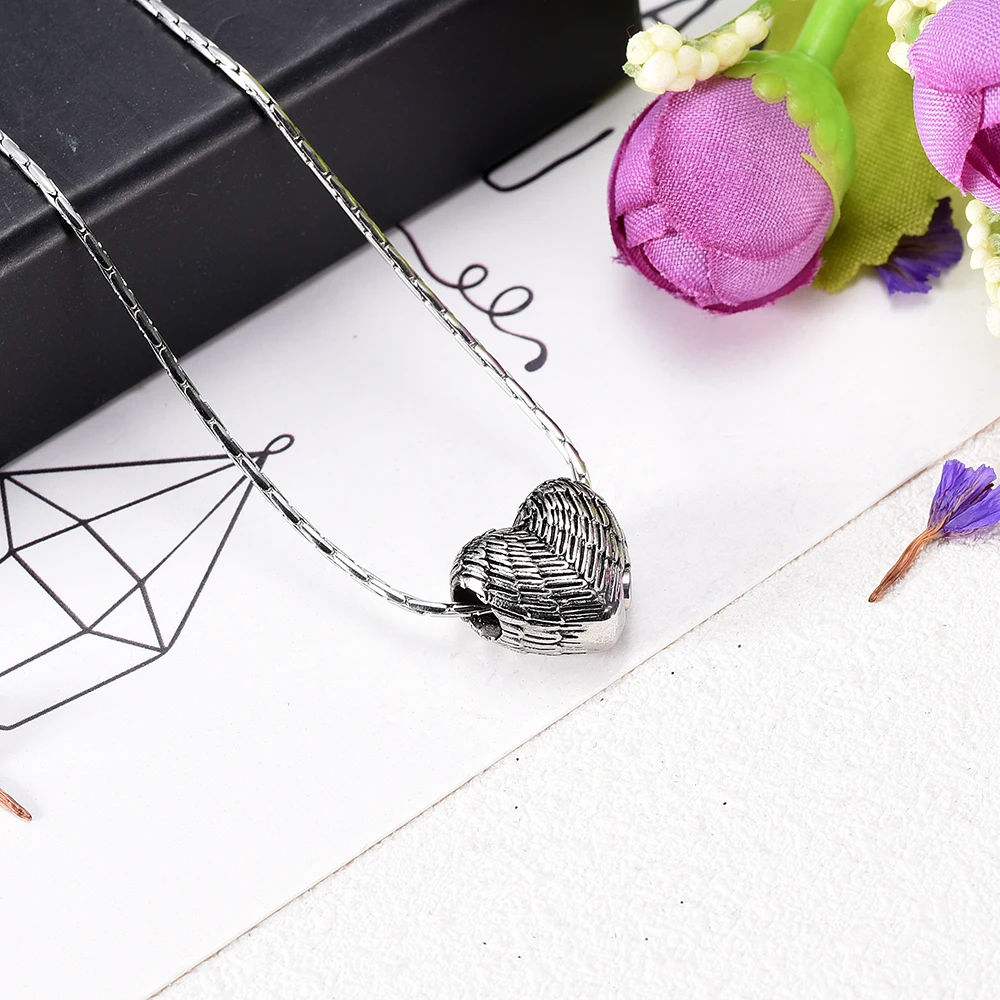 Mini Feather Heart Charms for DIY  Bracelet Stainless Steel Ashes Keepsake  Cremation  Jewelry for Ashes Urn Pendant Necklace